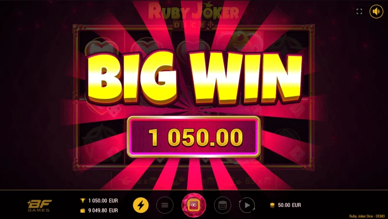 Ruby Joker Dice - big win with the Joker