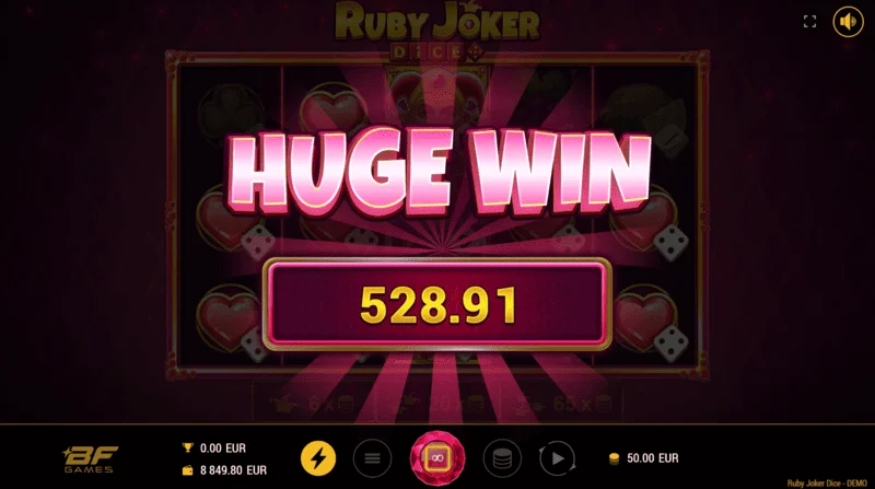 Ruby Joker Dice - big win on the reels